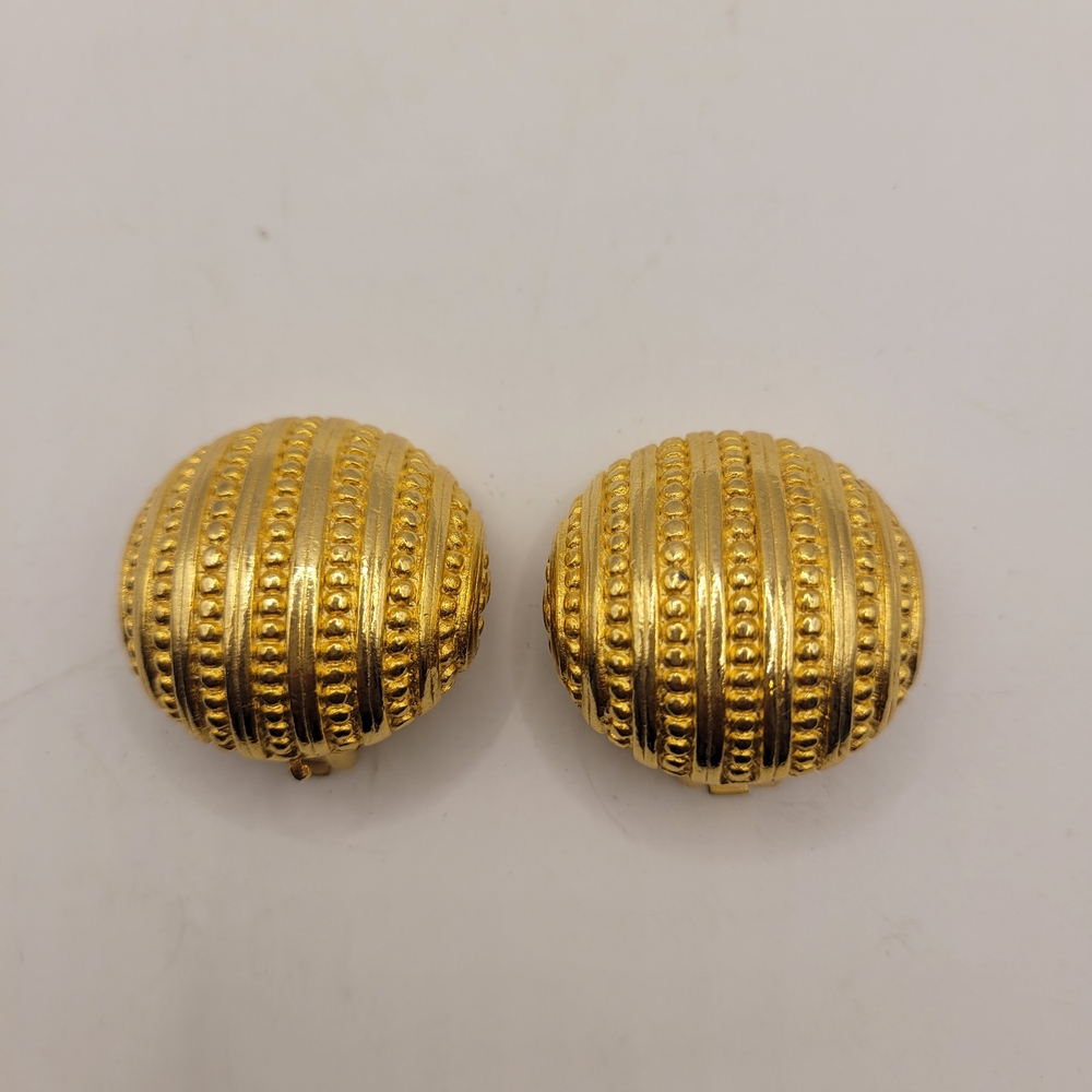 Paolo GUCCI Vintage Round Gold Plated Clip Earrings